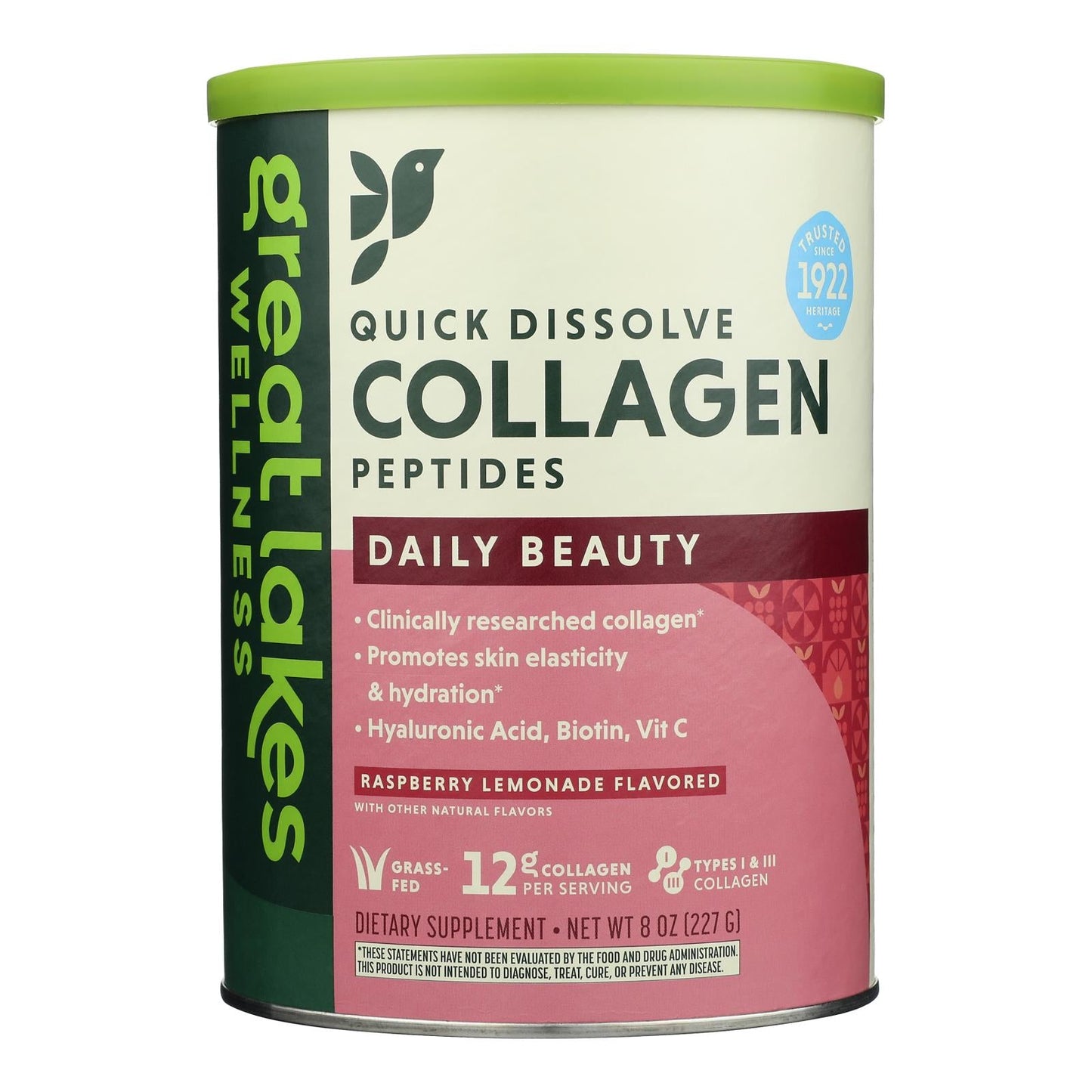 Great Lakes Wellness Collagen Peptides, Raspberry Lemon, 8 oz