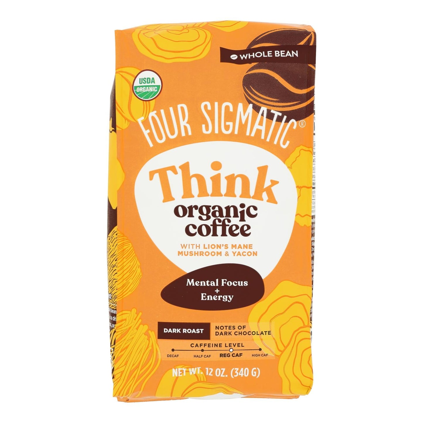 Four Sigmatic Lion's Mane Mushroom Coffee - Think - Organic Yacon - 8 x 10 oz