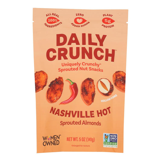 Daily Crunch Sprouted Almonds Nashville Hot (Pack of 6 - 4 oz Bags)