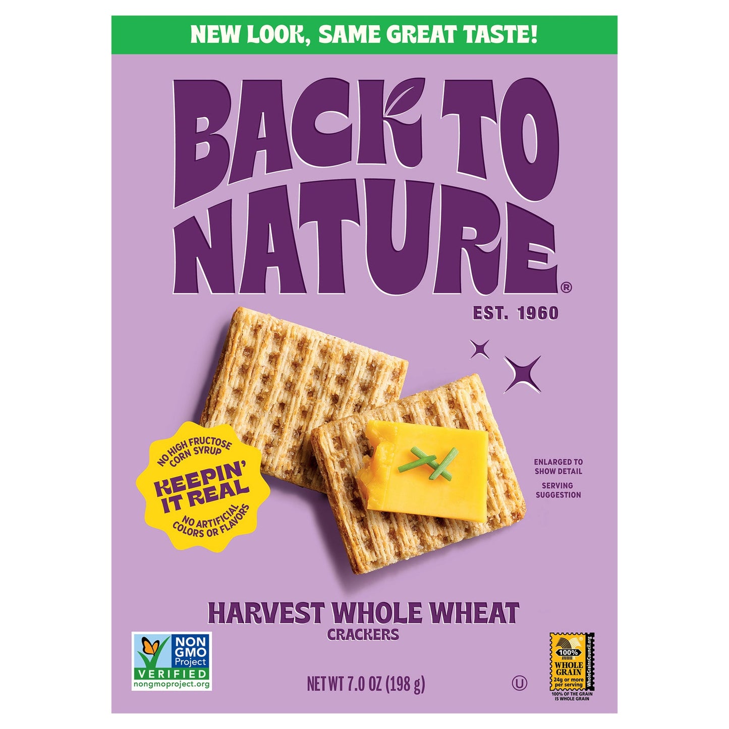 Back To Nature Harvest Whole Wheat Crackers, 7 oz, Pack of 12