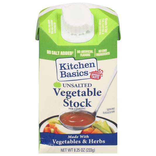 Kitchen Basics Vegetable Stock, No Salt Added, 8.25 fl oz  (Pack of 12)