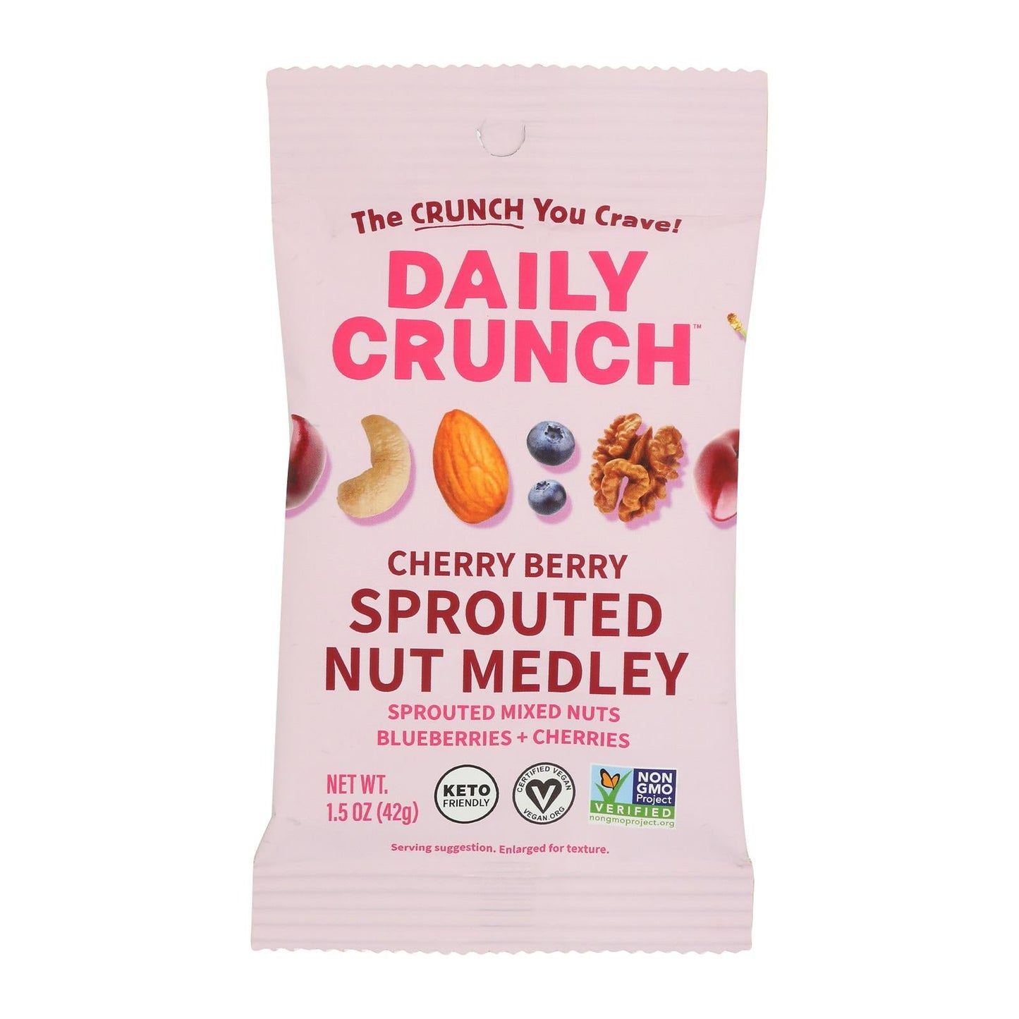 Daily Crunch Sprouted Nuts, Mixed Cherry Berry Medley, 1.5 oz (Case of 8)