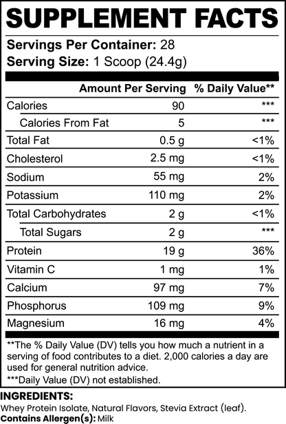 Vanilla Whey Isolate Protein Powder, 1.51 lbs