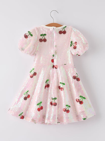 Sweet Cherry Sequins Cute Dress