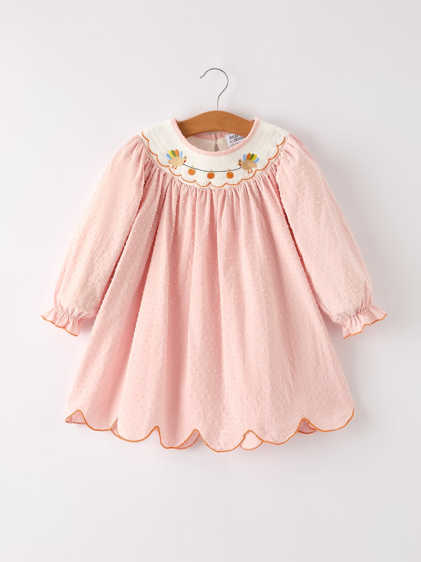 Fall Thanksgiving& Halloween Chicken Pumpkin Smock Embroidery Baby Girl Dress