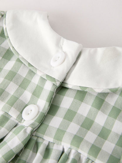 Fall Halloween & Thanksgiving Applique Plaid Girls Bloomers Romper Set