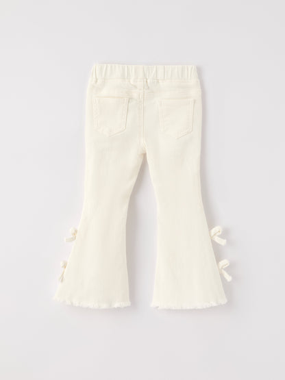 Christmas Charming White Bell Bottom Pants with Cute Bows
