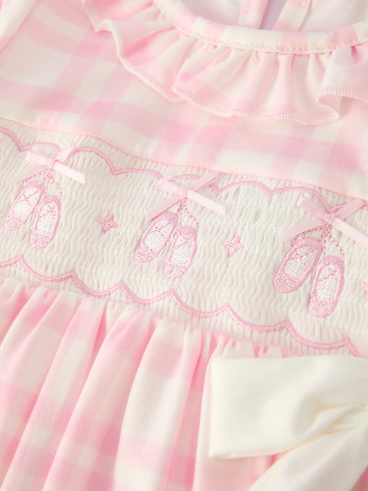 Christmas Pink Cute Bow Plaid Baby Dress: Soft and Comfortable