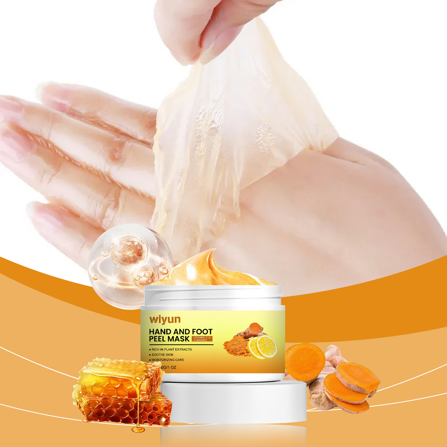 Wiyun Vitamin C Turmeric Pulls Hand And Foot Mask, Gently Cleans Dead Skin, Restores Moisture And Nourishes Delicate Hands And Feet Skin