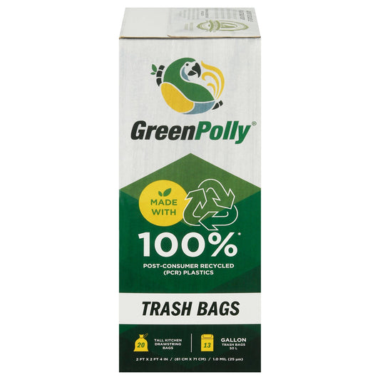 Greenpolly 13 Gallon Tall Kitchen Bags, Blue, 12 Rolls of 20 Count - Strong & Reliable