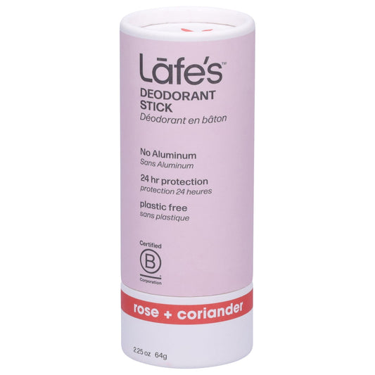 Lafe's Natural Body Care Rose & Coriander Natural Deodorant, Plastic-Free - 2.25 oz