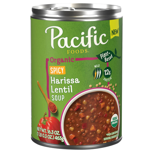 Pacific Foods Lentil Soup: Spicy Harissa, Organic, 16.3 oz (Pack of 12)