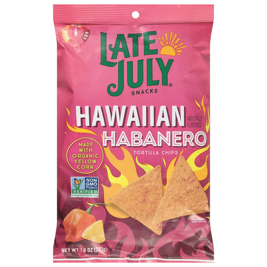 Late July Snacks Tortilla Chips: OG3, Hawaiian BBQ, Hot Hawaiian - 12 x 7.8 Oz Bags