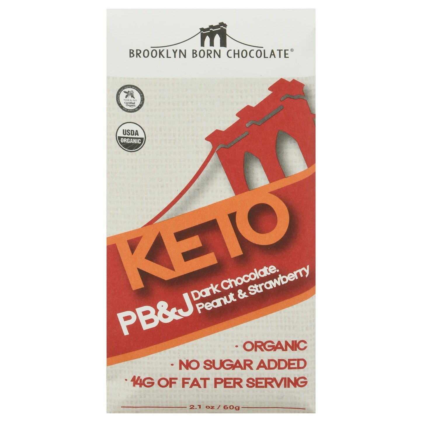 Brooklyn Born Chocolate Keto Dark Chocolate PB&J Strawberry Bar - (Pack of 12) - 2.1 oz