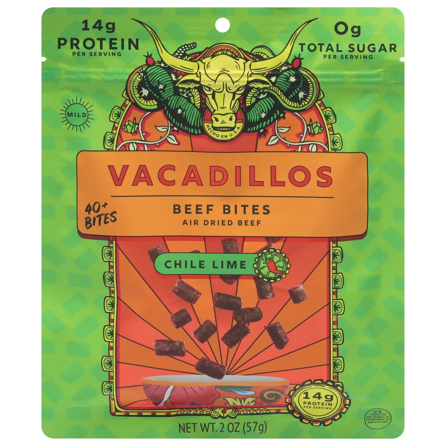 Vacadillos Air Dried Steak Bites Chili, 8-2 Oz Cs