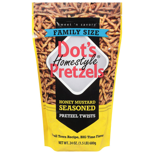 Dot's Pretzels Mustard Honey - 24 oz - 10 Count Case - Sweet & Savory Snack