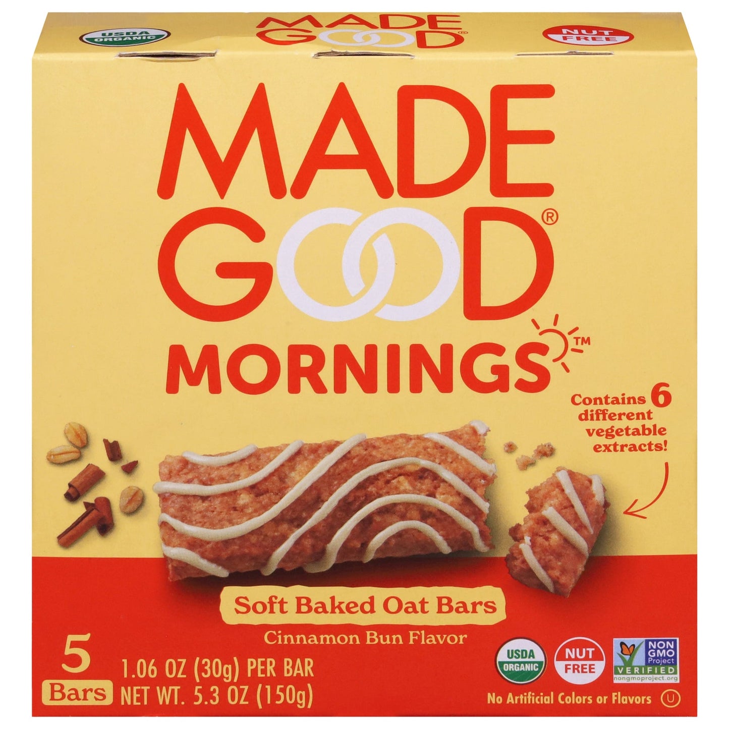 Made Good Oat Bars: Cinnamon Bun Soft Baked, 6 x 5.3 oz.