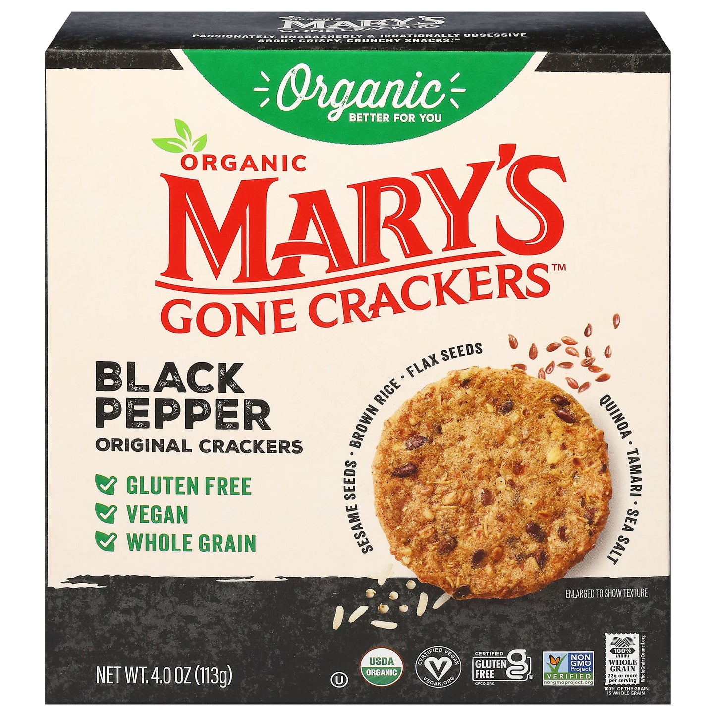 Mary's Gone Crackers Organic Black Pepper Crackers - 4 oz - 6 Count