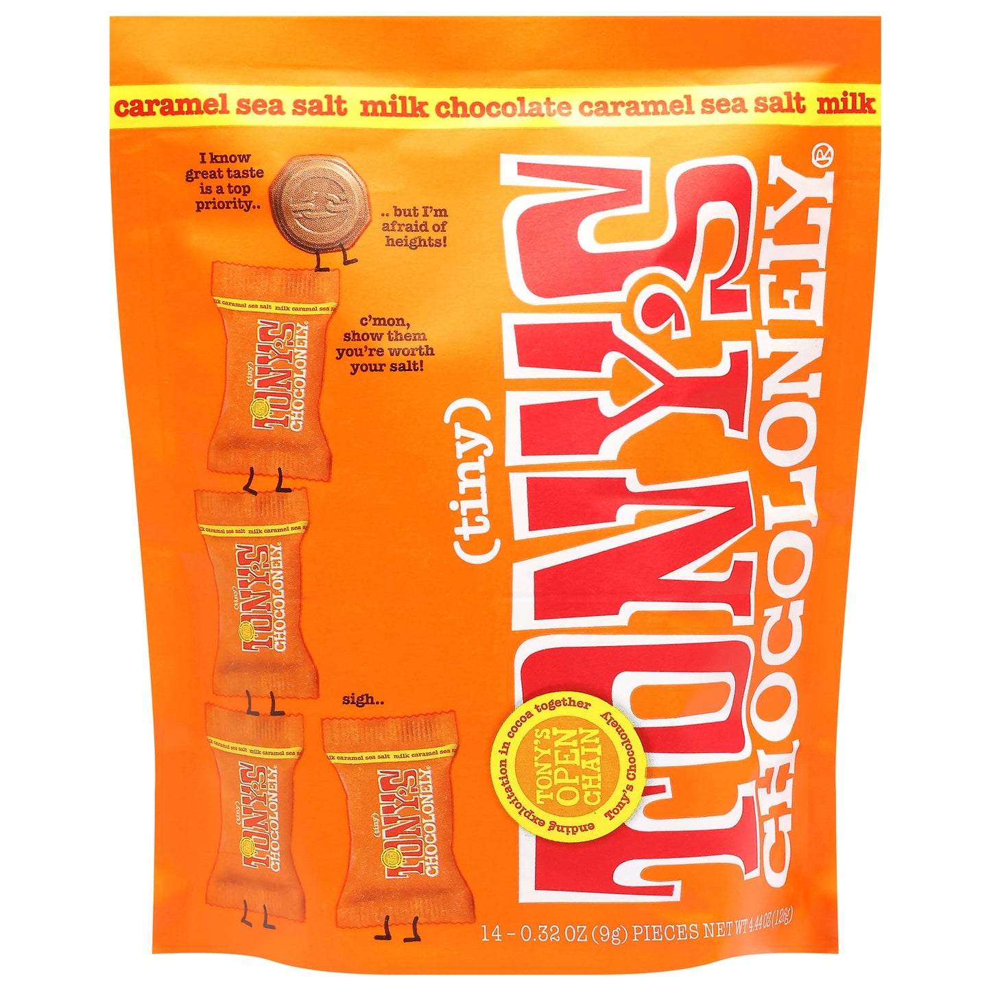 Tony's Chocolonely Tiny Chocolate Caramel Sea Salt Pouches - 8 x 4.44 Oz