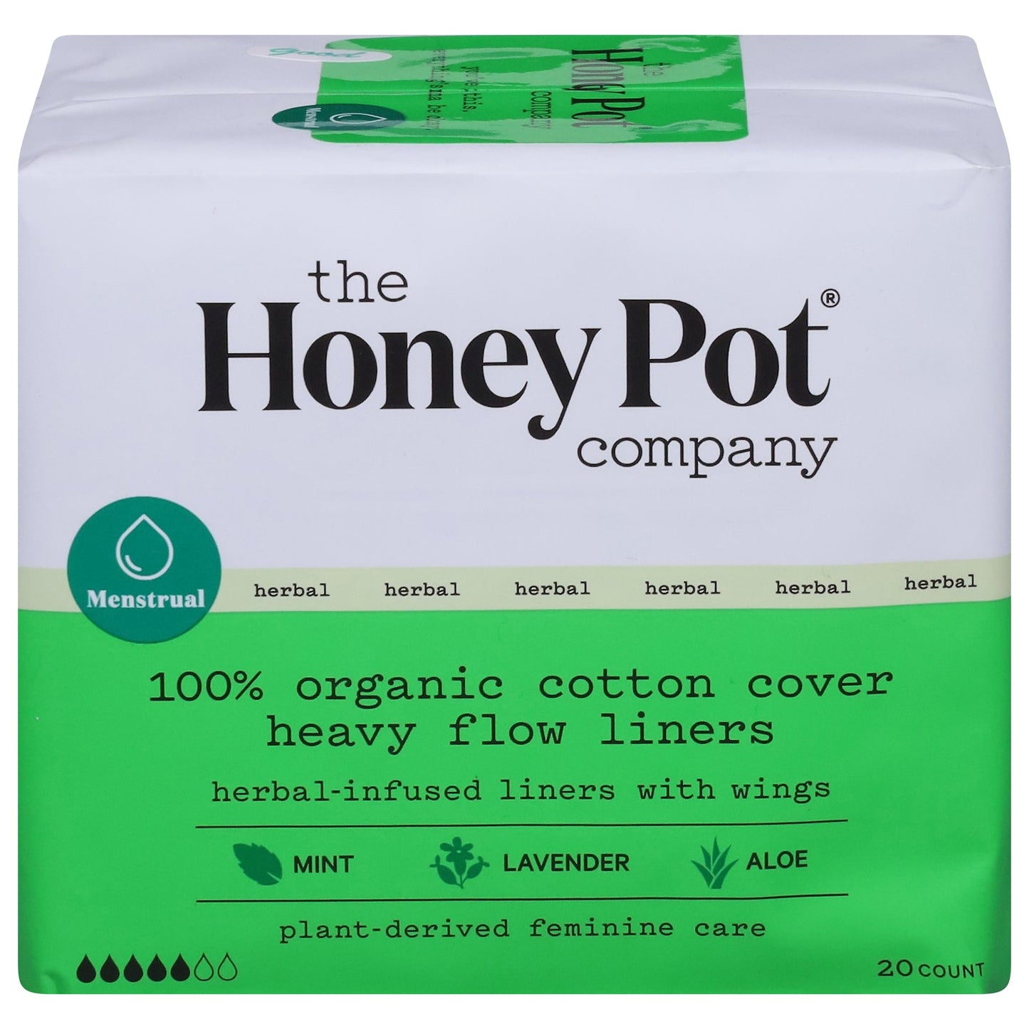 The Honey Pot Heavy Flow Cotton Liners - 20 Count