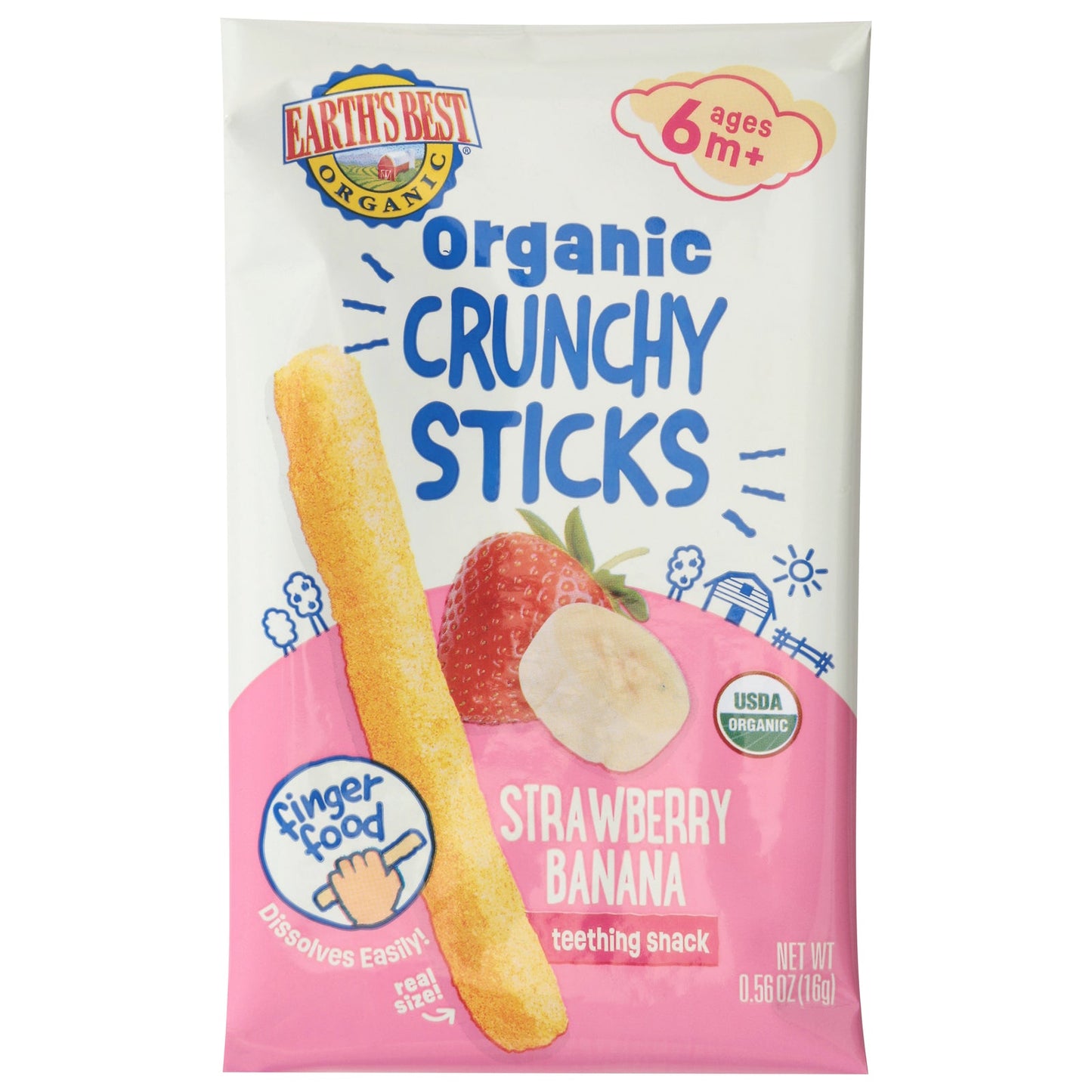 Earth's Best Organic Crunchy Sticks, Strawberry Banana, 5 - 0.56 oz Pouches
