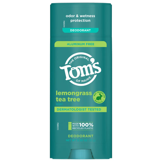Tom's of Maine Lemongrass Tea Tree Deodorant Stick, Natural Odor Protection - 3.25 oz