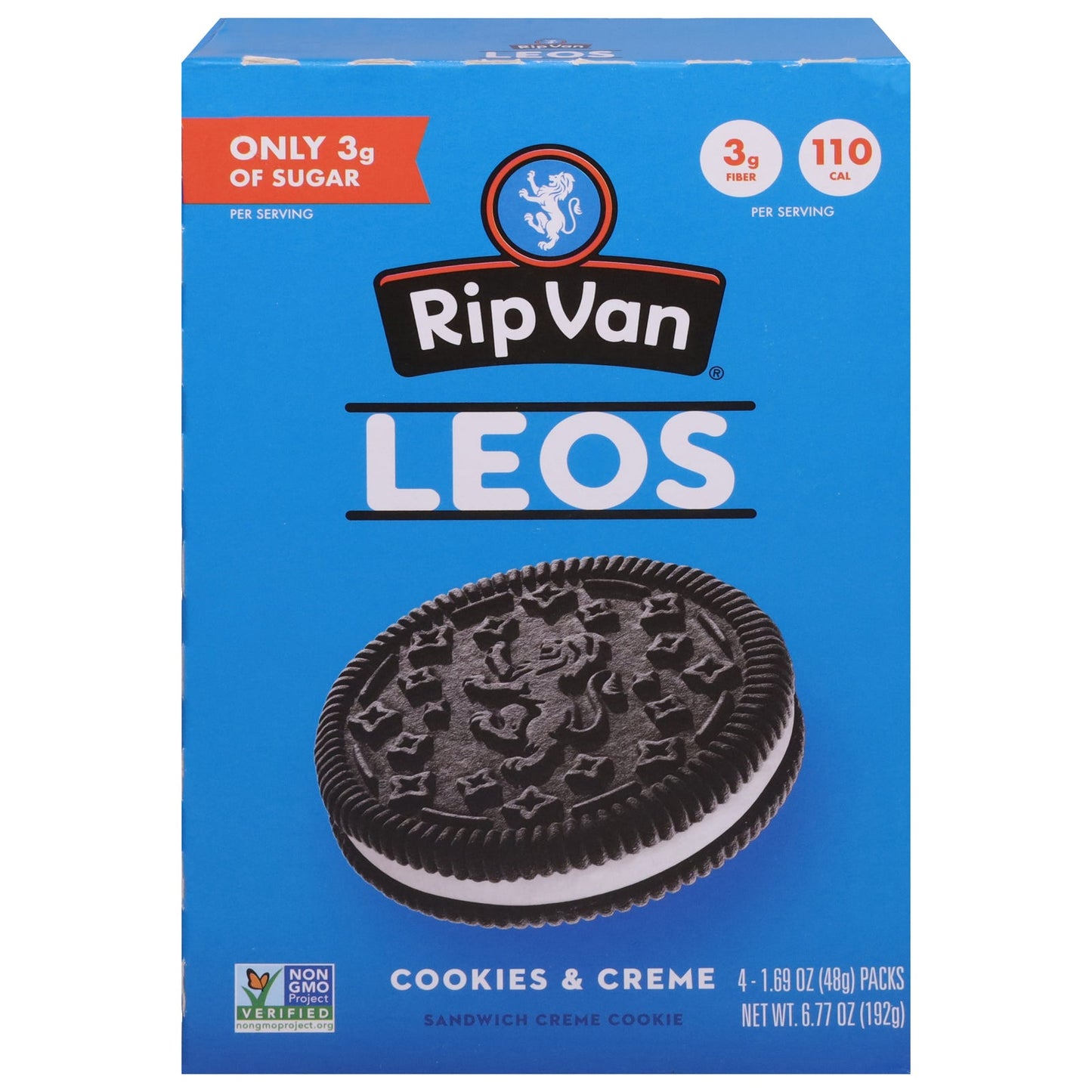 Rip Van Wafels Cookies & Cream Leo's Sandwich, 6 Count - 4 oz (6 x 1.69 oz)