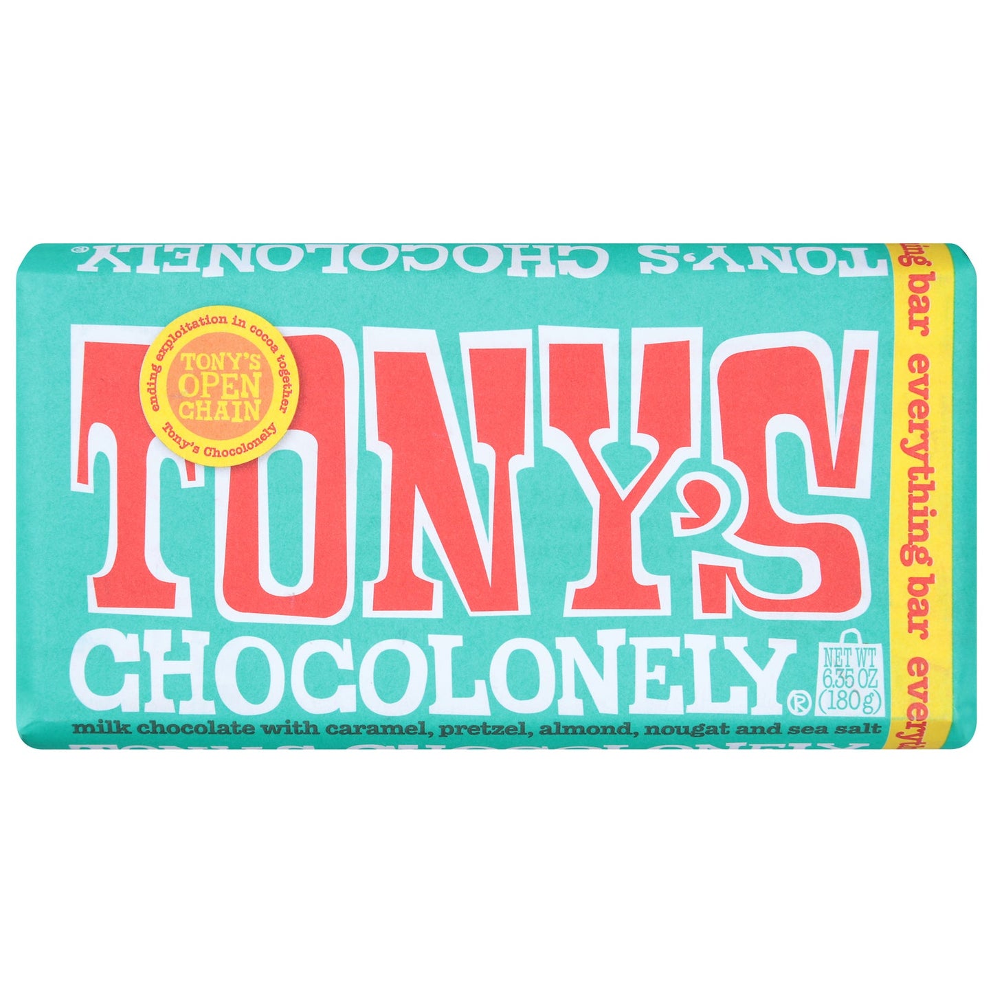 Tony's Chocolonely Milk Chocolate Caramel Pretzel Sea Salt Bar, 6.35 Oz - 15 Count Case
