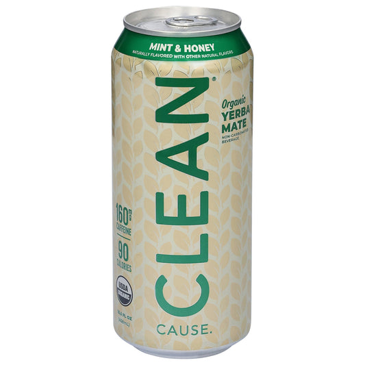 Clean Cause Yerba Mate Organic Mnt Hony Sparkling Drink, 12 x 15.5 fl oz