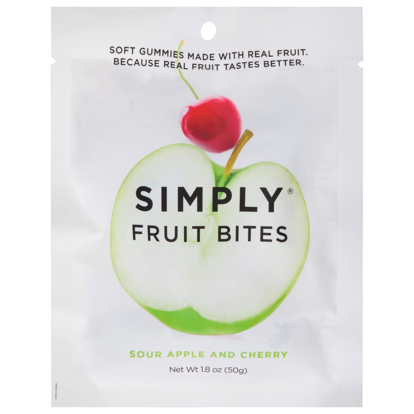 Simply Gum Fruit Bites Sour Apple Cherry (Pack of 8) - Natural Chewy Candy