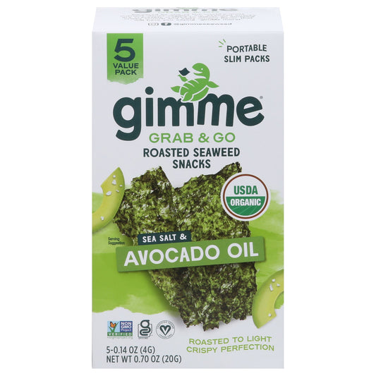 Gimme Organic Roasted Seaweed Snacks, Original, Avocado Oil, 5pk - Pack of 6 - 5/.14 Oz
