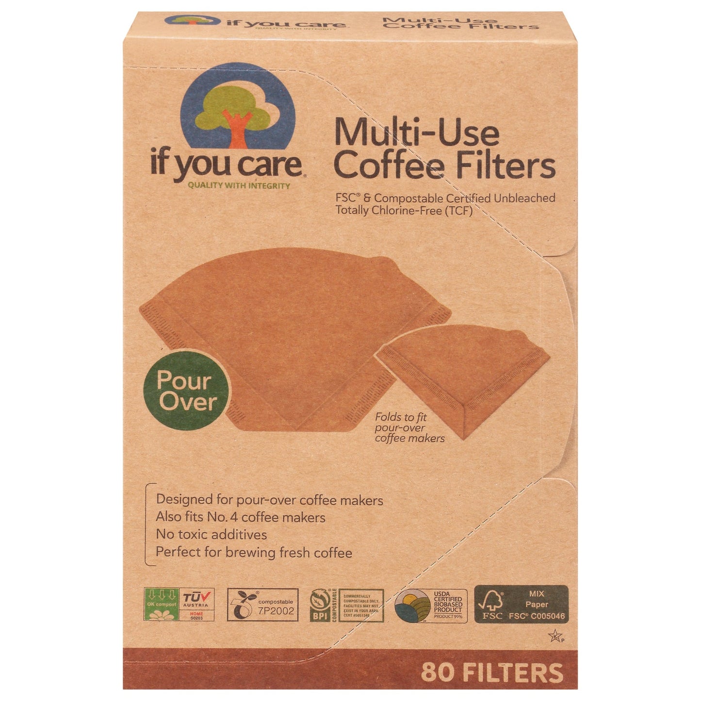 If You Care Multi-Use Unbleached Coffee Filters, 12 Packs of 80 Count