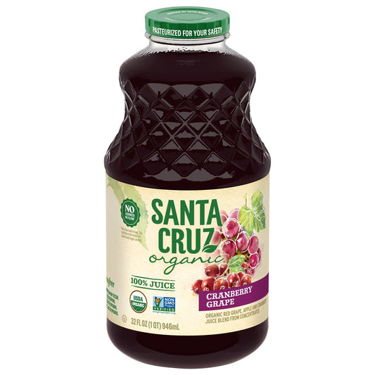 Santa Cruz Organic Cranberry Grape Juice, 6 x 32 oz
