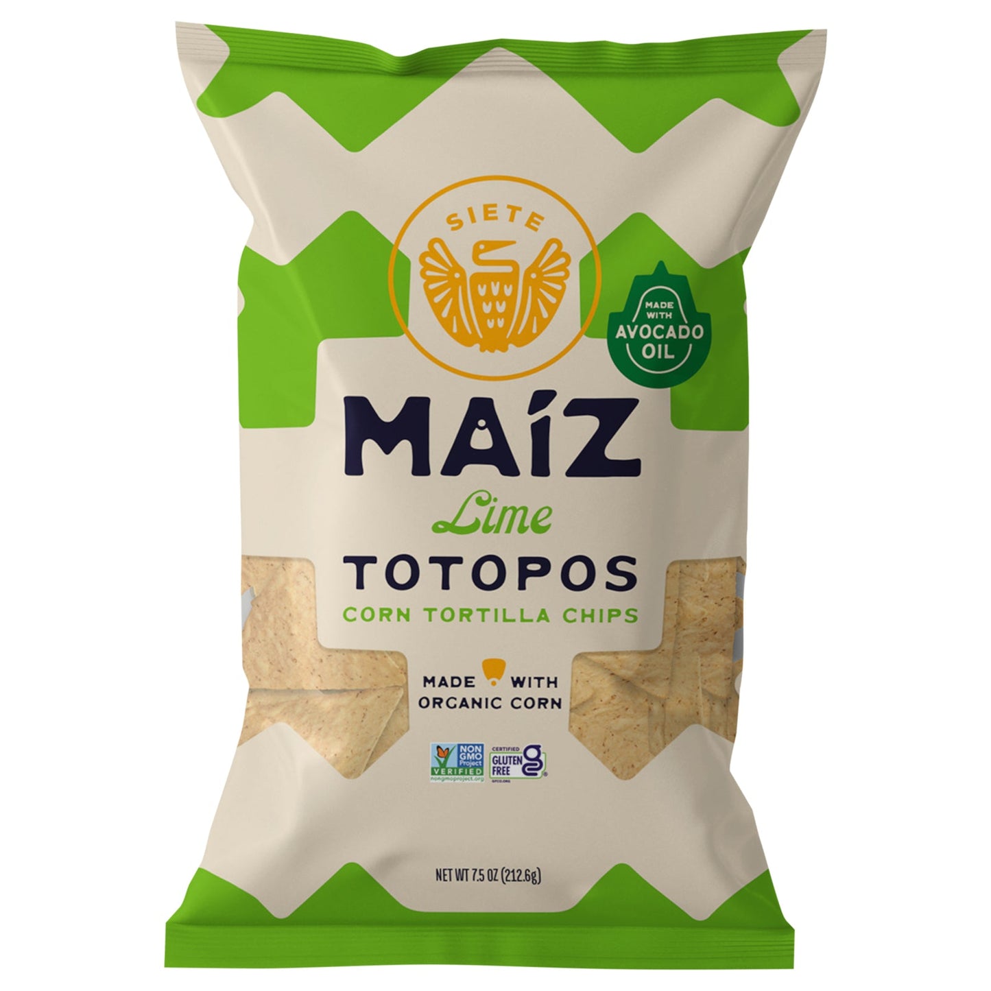 Siete Tortilla Chips:OrganicCorn & Lime, 6 x 7.5 oz Bags