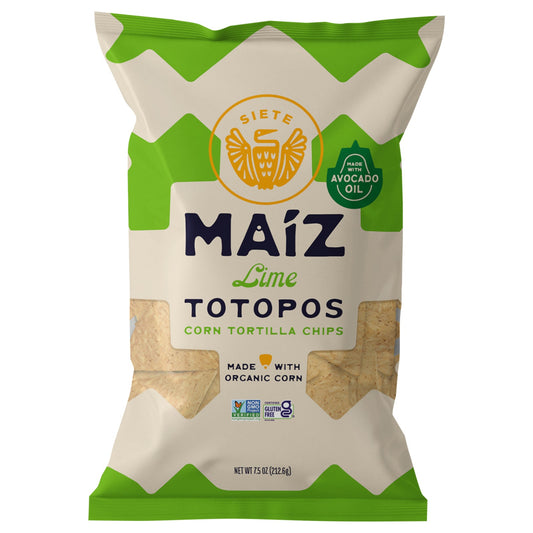 Siete Tortilla Chips:OrganicCorn & Lime, 6 x 7.5 oz Bags
