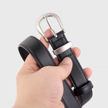 Classic Leather Belt with Silver Buckle