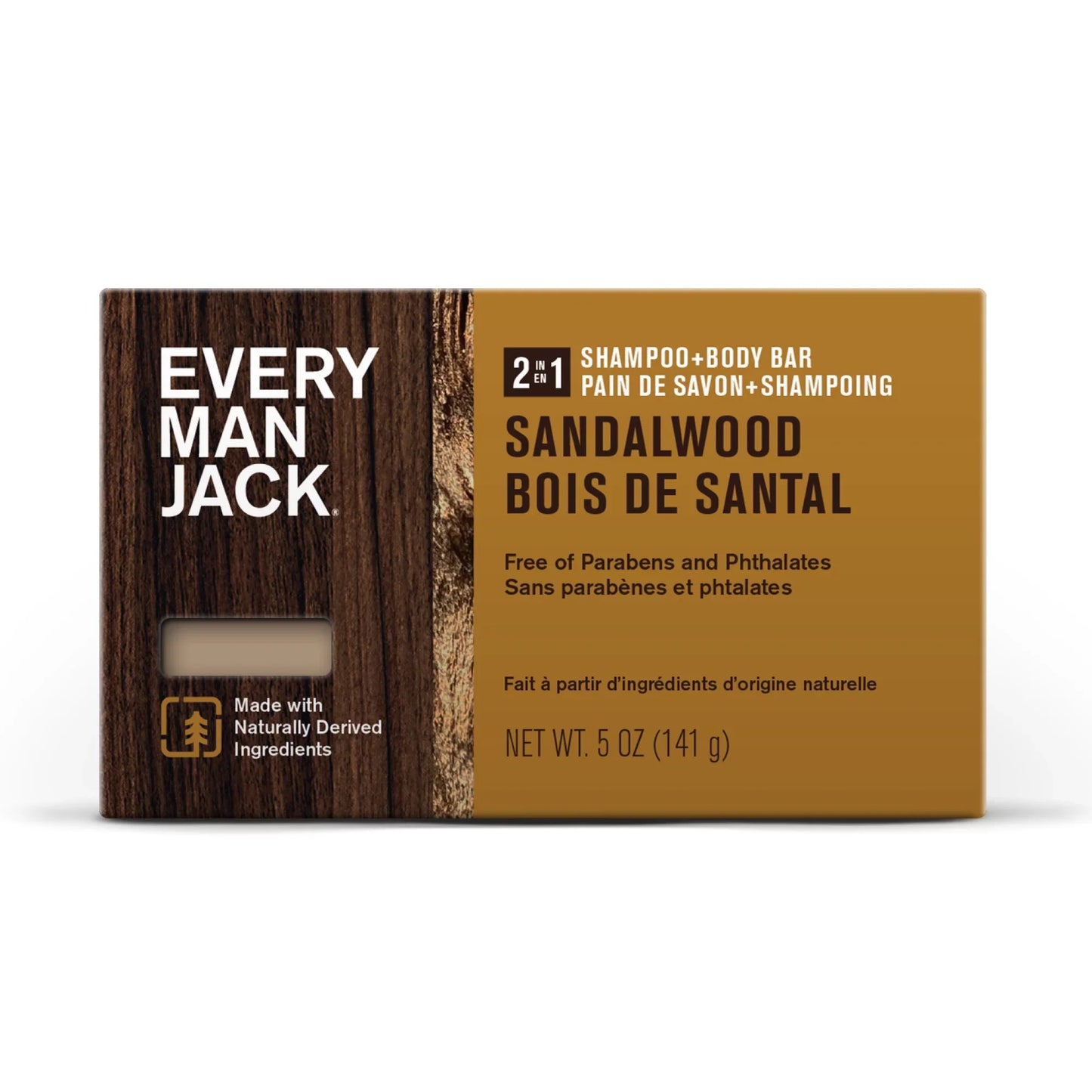 Every Man Jack Sandalwood 2-in-1 Body Bar Shampoo - 5 Ounces
