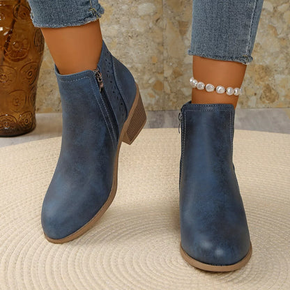 Point Toe Block Heels Boots