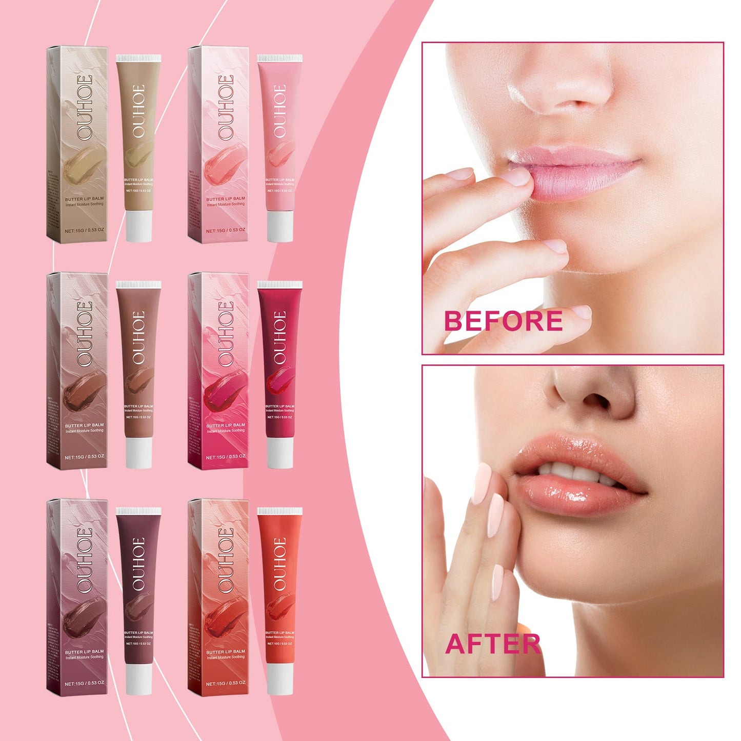 OUHOE Color Lip Balm Gently Moisturizes And Tenderizes Lips Skin Care Dull Lip Moisturizing Lip Balm