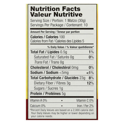 Yehuda Organic Gluten-Free Spelt Matzo - 10.5 Oz (Case of 24)