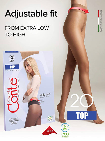 Conte Top 20 Den - Classic Women's Tights Sheer to Waist T-top Low Waist (8С-29СП)