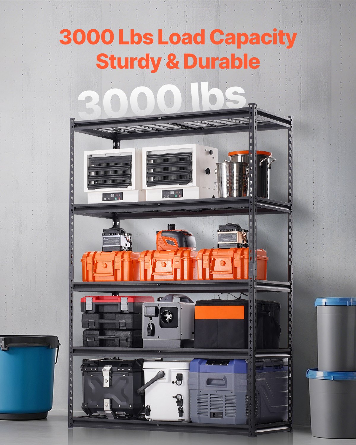 Storage Shelves 5 Tier Adjustable Heavy Duty Garage Shelving Units 3000 Lbs