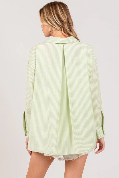 SAGE + FIG Striped Button Up Long Sleeve Shirt