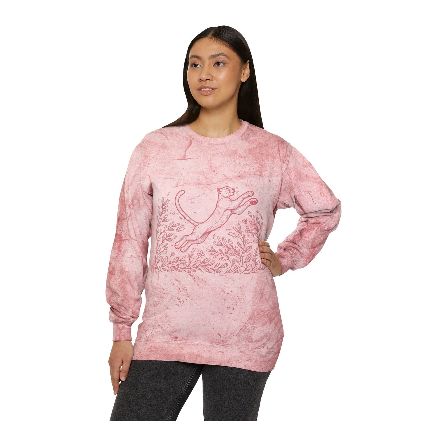 SW-065ML-24 Color Blast Crewneck Puma Cat lover Sweatshirt