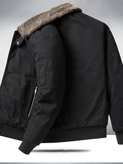 Men's Plus Size Sherpa Lined Zip Up Jacket