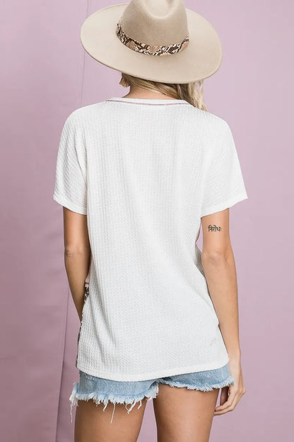 BiBi Colr Block Waffle Knit Top