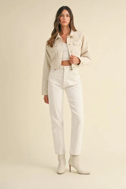 MABLE Embroidered Quilted Cropped Jacket