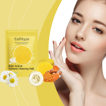 Eelhope Turmeric Acid Cleansing Pad Facial Gentle Cleansing Moisturizing Refreshing Skin Care Cleansing Pad