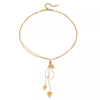 18K Gold-Plated Double Layered Heart Necklace
