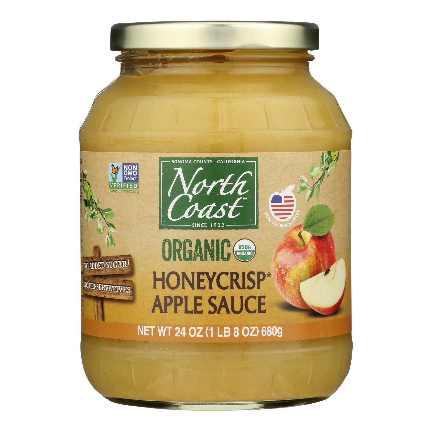 North Coast Organic Honeycrisp Apple Sauce – 24 oz Jar (6-Pack)